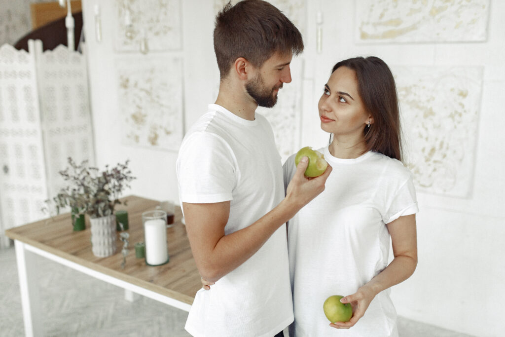 Beautiful couple spend time at home