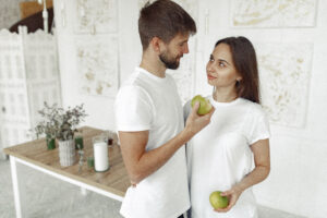Beautiful couple spend time at home